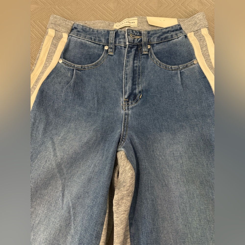 Blue Flare Jeans with White Stripes doble face pants - Picture 8 of 13